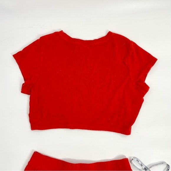 OFFLINE by Aerie Summer Lights Terry Cropped T-Shirt & Short Set Red L/XL - Picture 11 of 15